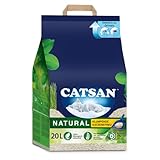 Catsan Natural Kompostierbare Klumpstreu für Katzen, 20 Liter (1 Beutel) – Katzenstreu 100 Prozent Biologisch abbaubar