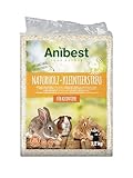 Anibest Kleintierstreu, 100% natürliche Einstreu für Kaninchen, Hamster, Meerschweinchen & Co, saugfähige Weichholzspäne, staubfrei & geruchsbindend, 3,2 kg/ 60 l