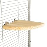 HappyBird | Sitzecke aus Naturholz, Plattform zur Befestigung im Vogelheim Käfig | ca. 15 x 15 x 1,5 cm | 90° Winkel