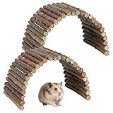 Hamster Brücke, 2er Set mit 23 x 12 cm Abmessungen, Zwerghamster Zubehör und Nager Zubehör, Natürliche Kaustruktur für Zähnegesundheit, Flexible Tunnel und Versteckmöglichkeiten