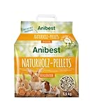 Anibest Kleintierpellets, 100% natürliche Einstreu für Kaninchen, Hamster, Meerschweinchen und Co, saugfähige & geruchsbindende Holzpellets, leicht dosierbare Unterstreu, 5,5 kg/ 10 l