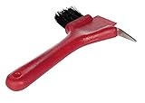 HKM 6302 Hufkratzer mit Bürste und Schieber, 17.5 cm, M, rot