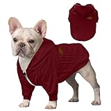 Meioro Reißverschluss Hund Pullover Mit Kapuze - Haustier Kleidung für Hunde und Katzen - Niedlich, Warm für Winter - Französische Bulldogge (XXL, Rot)