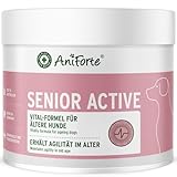 AniForte Senior Active Pulver 250 g für ältere Hunde - Mineralien, Aminosäuren & Vitamine für Hunde, unterstützt Gedächtnis- & Herzfunktion, Grünlippmuschel für Vitalität & Agilität, Senioren Futter