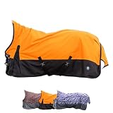 Imperial Riding - Outdoordecke High Neck 600D IRHCustomized – Regendecke – strapazierfähige & wasserdichte Weidedecke mit Baumwollfutter – Pferdedecke in Orange/Dark Brown – 145cm