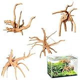 TENGWA Moorkienwurzel Aquarium 4 Stück Aquarium Holz 12-20CM Deko Wurzel Treibholz Baumstamm Wurzelholz Zufällige Form Treibholz AST Geeignet für Lnnendekoration Aquarien und Terrarien
