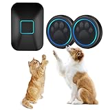 A88 Katzenklingel & Hundeklingel – Kabellose Türklingel mit Touch-Sensor, 300 m Reichweite, LED, 60 Melodien, Wasserdicht, Buzzer Hund, Katzen Klingel Tür Außenbereich (2 Klingeltaster + 1 Empfänger)