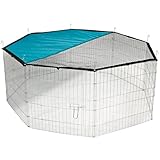 Kerbl Pet Freigehege, Auslauf, 8 Gitterelemente á 57x56 cm, Metall verzinkt, mit Abdeckung und Sonnenschutz, erweiterbar
