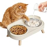 Katzennapf Erhöht – 2 Edelstahl Katzennäpfe mit Spritzschutz, Erhöhter Futternapf Katze, geeignet für Wohnungskatzen & kleine Hunde, Spülmaschinengeeignet, Weiß