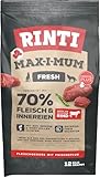 RINTI - Max-i-Mum | Trockenfutter für ausgewachsene Hunde mit 70% Fleisch & Innereien. Getreidefreies Alleinfutter im Beutel mit ausgewogenem Protein-/Fett-Verhältnis | 12kg Rind