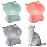 TaimeiMao Katzennapf Set, Katzen Futternapf, Erhöhter Katzennapf, 3er-Set mit 15° geneigtem Futternapf, Katzen, Wassernapf für Katzen