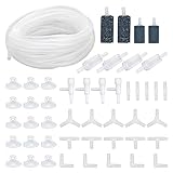 48 Stück Air Luftpumpe Zubehör, Aquarium Zubehör inkl. 6M Transparente Silikonschlauch Sauerstoff Stein Rückschlagventilen Regelbare Ventile Saugnäpfen und I/T/L/Y-Form Anschlüssen (Weiß 6m)