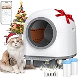 RWSRW Automatisches Katzenklo XXL, 80L Selbstreinigende Katzentoilette, App-Fernsteuerung mit Mehreren Sicherheitssensoren, Geruchsneutralisation & Sicherheits Stopp System