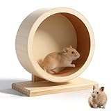 Hamsterrad Holz Natur, Laufrad Hamster Kork mit Kugellager, Sicher, Krallenschonend, Hamster Laufrad Leises für Hamsters Klein Nager, Laufräder Nager Zubehör(Ø15cm)