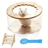 Behogan Hamster Badezimmer, Transparent Hamster Sand Badebehälter, Sand-Badezimmer für Hamster mit Leiter und Schaufel, Hamster Leiter, sandbad Hamster für Hamster oder Kleine Haustiere(Blütenform)