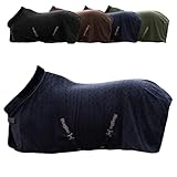 Covalliero - Fleecedecke | Pferde Abschwitzdecke | Transportdecke mit Brustschnalle, Schweifriemen & Kreuzgurten | super weich & atmungsaktiv | Pferdedecke in Dark Navy | Größe 135cm