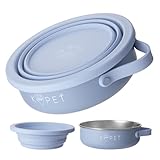 KPET® 2-in-1 Hundenapf Faltbar Für Unterwegs, Futternapf Hund Ideal Für den Alltag, Trinknapf Für den Hund - Reisenapf 900ml, Hundenäpfe Faltbare Reiseschale Edelstahl, Silikon, rutschfest