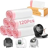 SZEE 120 Stück Selbstreinigend Katzenklo Beutel, Automatisches Katzenklo Müllbeutel mit Zugbändern, Elektrisches Katzentoilette für Litter Box Robot 3/4, Kratzfest für Haustier, 61 x 36cm