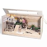 Hamsterkäfig, kaufest, 80 cm, Meerschweinchenkäfig aus Holz für Kleintiere, zu öffnende Oberseite mit leicht sichtbaren Acrylplatten für Hamster, Kaninchen, Meerschweinchen, Igel (80 x 40 x 40 cm)