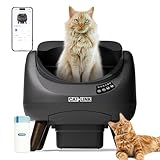 CATLINK Selbstreinigende Katzentoilette, Katzenklo XXL mit offenem Top-Design, 5 GHz WLAN, 12L Großvolumen, Für alle Streuarten, Ideal für Mehrkatzenhaushalte(Grau)