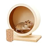 Biigdan Hamsterrad Holz Leise Kugellager Ø 15 cm,rutschfest Laufrad Hamster mit Kork-Bezug,Hamster Rad mit Ersatz-Korkstreifen,für Rennmäuse,Syrischer Hamster,Zwerghamster,Hamster Zubehör