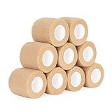 9 Roll Selbstklebender Verband 5cm x 4,5m Haftbandage Selbsthaftende Bandage Pet Vet Wrap für Katze, Hund, Pferd Kohäsive Bandage Elastische Binde Handgelenke Cohesive Pflasterverband (Hautfarbe)