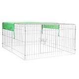 Wiltec Freilaufgehege für Kleintiere, 144 x 116 x 58 cm, stabiles und sicheres Laufstallgitter mit Sonnenschutz und 1 Öffnung