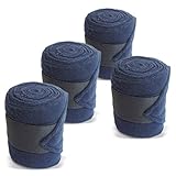Pferdelinis Bandagen fürs Pferd aus Fleece mit Klettverschluss - Fleecebandagen Pferd im 4er Set mit praktischer Aufbewahrungstasche (Mini Shetland Pony (Mini Shetty), Navyblau)