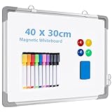 ARCOBIS Magnetisch Whiteboard Klein, Mini A3 Whiteboard 40x30cm Magnettafel Wand HäNgende Doppelseitige Tafel füR Planung, To Do Liste, Schule, Zuhause, BüRo (Silber)