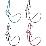PFIFF 103130 Hobby Horse Halfter-Set „Little Mustang“, Knotenhalfter mit Zügeln, Größenverstellbares Halfter-Set mit Glitzersteinen, Lila