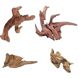 GUOYOU 4 Stück Treibholz Hardscape Aquarium Deko Basteln Aquarium Zubehör Terrarium Zubehör Holzstäbe Ornaments Holz Vasen Schalenfüller Deko für Reptilienbecken Holzdekor