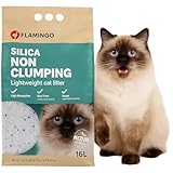 Flamingo Katzenstreu - silikat - staubfrei - leicht - 16L für 20 Wochen - Silikat Katzenstreu medium - Nicht klumpend - geruchlos - medium Körner
