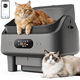 Automatische Selbstreinigende Katzentoilette mit App-Steuerung, 6-Zoll-Smart-LED-Display, 72L Kapazität, 10 Sicherheitssensoren, Geruchskontrolle, Offenes Design für mehrere Katzen, WLAN (2,4/5 GHz)
