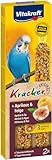 Vitakraft Kräcker, Knabberstangen für Wellensittiche, mit Aprikose und Feige, zur Schnabelpflege, ohne Zusatz von Zucker (1x 60g)