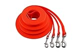 LENNIE Wasserfeste Schleppleine für kleine u. große Hunde, Made in Germany, Easycare, 5m 8m 10m 15m Hundeleine mit Handschlaufe, leicht, robust [Neon-Orange, 16mm (bis 35kg), 15m]