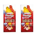 Versele-Laga Prestige Sticks Kanarien Triple Variety | Doppelpack | 2 x 90 g | Snack für Kanarienvögel | Ohne synthetische Konservierungsmittel, Farbstoffe oder Aromen