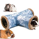 LeerKing Kaninchen Tunnel Meerschweinchen Röhren Kuscheltunnel waschbar Kuschelhöhle Spielzeug für Ratten Frettchen Katzentunnel Kleintiere Käfig zubehör Φ15cm Blau