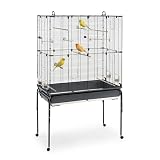 Ferplast Vogelkäfig Vogelvoliere Wellensittich Käfig Exotenkäfig, inkl. Stand mit Rädern, Vogel-Futternapf, Vogel-Sitzstangen, Schwarz, 100 x 53 x h172 cm