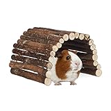 Relaxdays Nagerbrücke Holz, Tunnel für Kleintierkäfig, Hamster, Meerschweinchen, flexibiegen, HBT 2x29x17cm, Natur