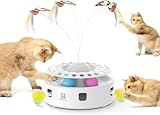 Potaroma 3-in-1 Interaktives Elektrisches Katzenspielzeug – Automatisches Federspiel, Flatternder Schmetterling & Katzenballbahn – USB-betrieben & Batteriebetriebenes für Wohnungskatzen