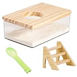Jortmrd Hamster Sandbad Container mit Leiter und Schaufel Hamster Toilette Transparent Acryl Chinchilla Sand Badewanne Haustier Badezimmer für Mäuse Lemminge Rennmäuse (Rechteck)