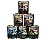 Dehner Wild Nature Hundefutter Probier-Set, Nassfutter getreidefrei / zuckerfrei, für ausgewachsene Hunde, Ente / Pferd / Wild / Kaninchen, 6 x 800 g Dose (4.8 kg)