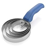Spiralstriegel,Doppelseitiger Striegel,Federstriegel Pferd,4 Ringen,Doppelseitiger Pferdebürste,Pferdebürste Metallstriegel Mit Soft Touch Griff,Für Pferde Schafe Kühe Rinder Hunde Andere (Blau)