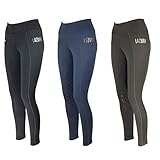 Lazura - Winter-Reitleggings für Damen Lisa | Thermo-Leggings zum Reiten | mit Silikon-Vollbesatz & Handytasche | weiche & atmungsaktive Winter-Reithose | Damen Reitbekleidung in Navy | Größe 44