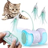 Pidsen Interaktives Katzenspielzeug Elektrisch Ball, Automatischer Drehender Katzenspielzeug Ball mit USB-Aufladung des LED-Lichts and Federspielzeug, Katzen Roller Ball Katzenspielzeug Intelligenz