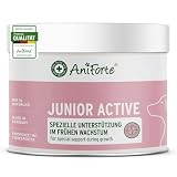 AniForte Junior Active für Welpen und Junge Hunde 250g - Für Knochen, Sehnen, Bänder, Zahn Entwicklung von Welpen & Junghunden. Puppy Ergänzung mit Kalzium, Vitaminen und Mineralien