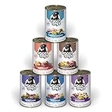 DOGGY Dog Paté Mix 1, 6 x 400 g, Nassfutter für Hunde im Probierpaket, getreidefreies Hundefutter mit Lachsöl und Grünlippmuschel, Alleinfuttermittel mit hohem Fleischanteil, Made in Germany