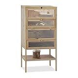 Relaxdays Hamsterkäfig aus Holz, 3 Etagen, Klappen, Sichtfenster, Gitterdach, Nagerkäfig XXL, HBT: 120x60x40 cm, natur