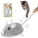 vsshe Katzenspielzeug Elektrisch Spielmaus, Katzenspielzeug Maus mit Federschwanz USB Wiederaufladbares Interaktive Spielzeug Maus Spielzeugmäuse für Katzenauslauf und Gegen Langeweile