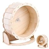 Touosy Hamsterrad Holz Geschlossen Laufrad Hamster Geräuscharm mit Kugellager, Krallenschonend Korklauffläche Ratten Zubehör Artgerechtes Heimtrainer Kleintierspielzeug für Ratten Mäuse 23 cm